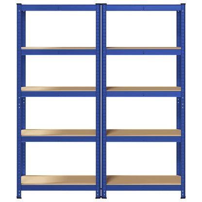 vidaXL Étagères de rangement à 5 niveaux 2 pcs Bleu Acier et bois