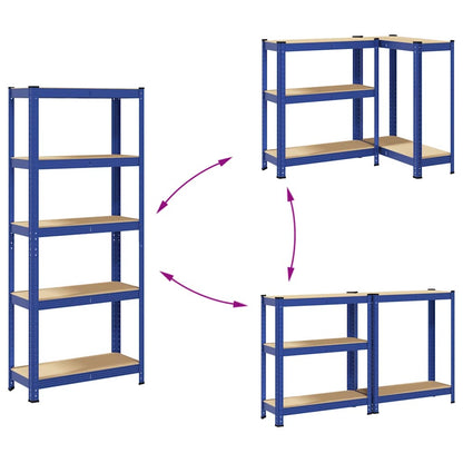 vidaXL Étagères de rangement à 5 niveaux 2 pcs Bleu Acier et bois