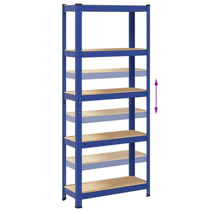 vidaXL Étagères de rangement à 5 niveaux 2 pcs Bleu Acier et bois