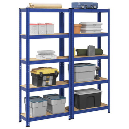 vidaXL Étagères de rangement à 5 niveaux 2 pcs Bleu Acier et bois