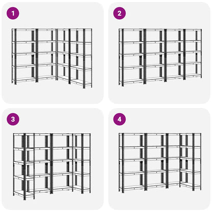 vidaXL Étagères de rangement à 5 niveaux 4 pcs acier bois d'ingénierie