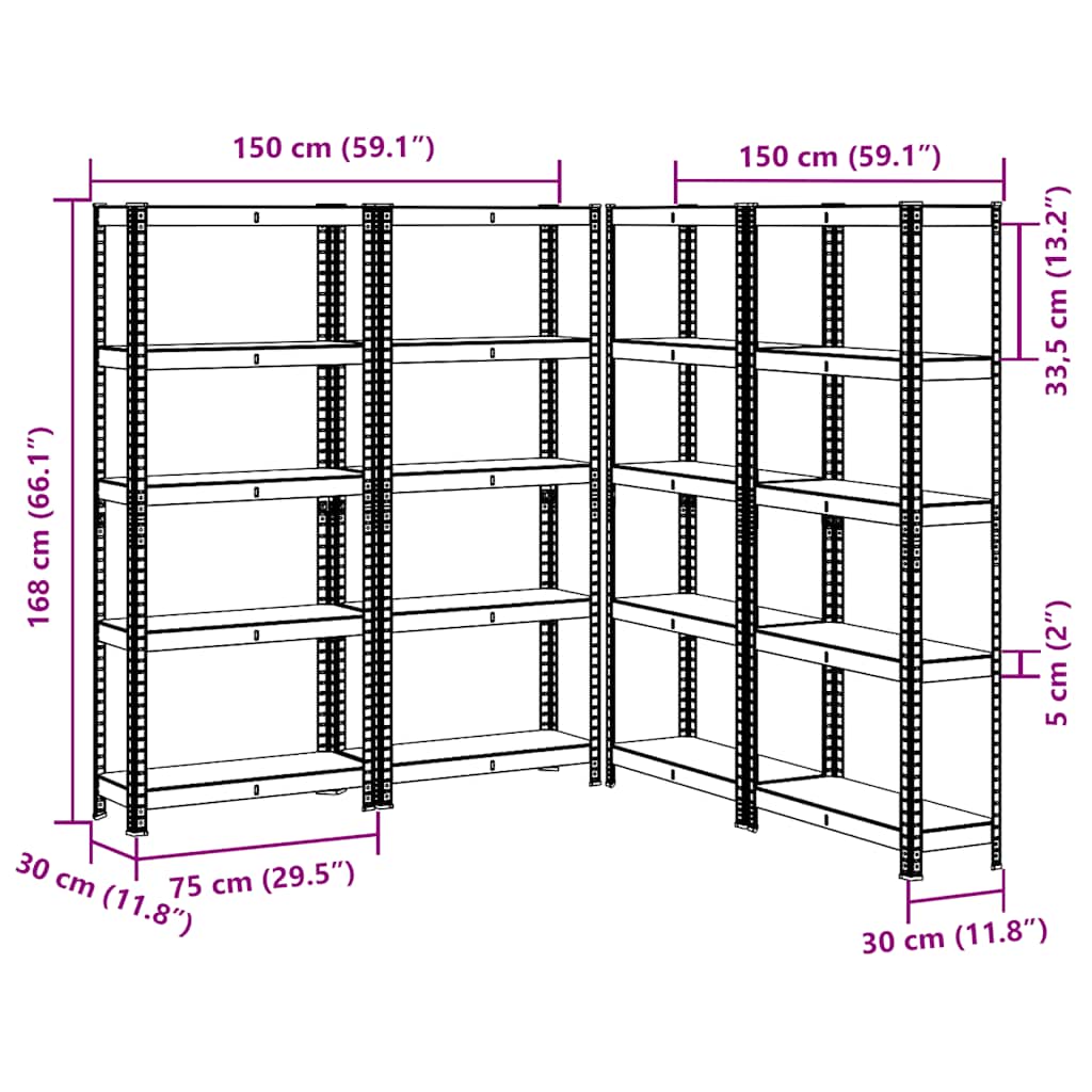 vidaXL Étagères de rangement à 5 niveaux 4 pcs acier bois d'ingénierie
