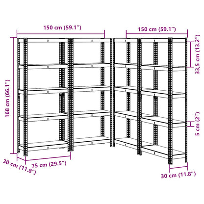vidaXL Étagères de rangement à 5 niveaux 4 pcs acier bois d'ingénierie
