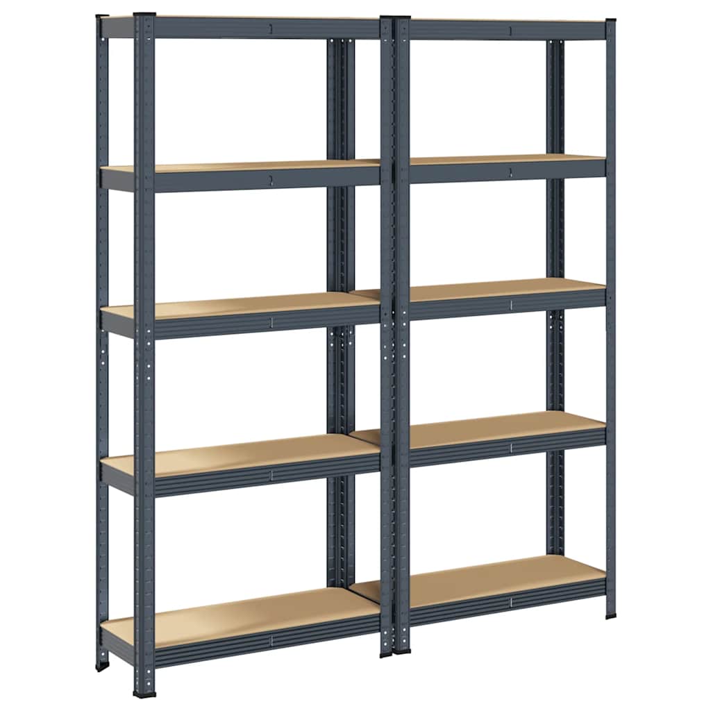 vidaXL Étagères de rangement 5 niveaux 2 pcs Anthracite Acier et bois