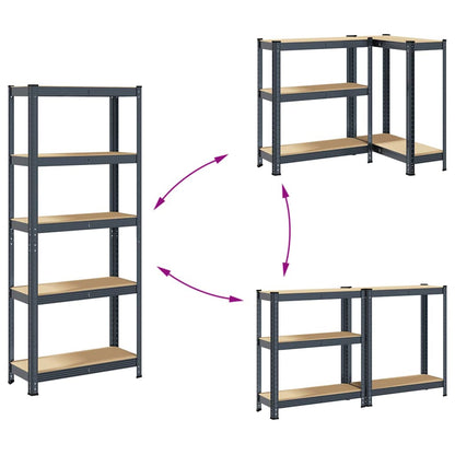 vidaXL Étagères de rangement 5 niveaux 2 pcs Anthracite Acier et bois