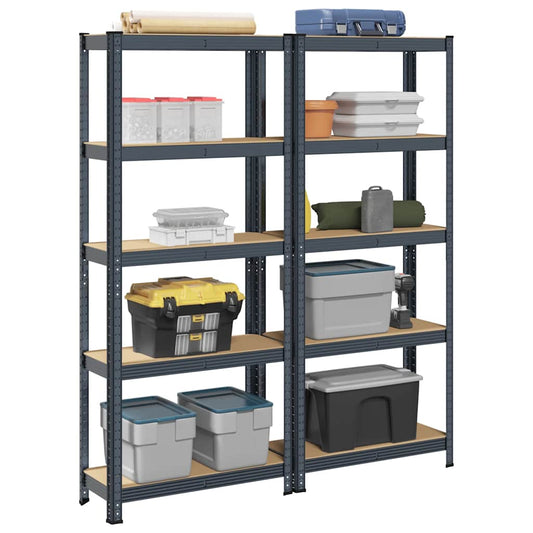 vidaXL Étagères de rangement 5 niveaux 2 pcs Anthracite Acier et bois