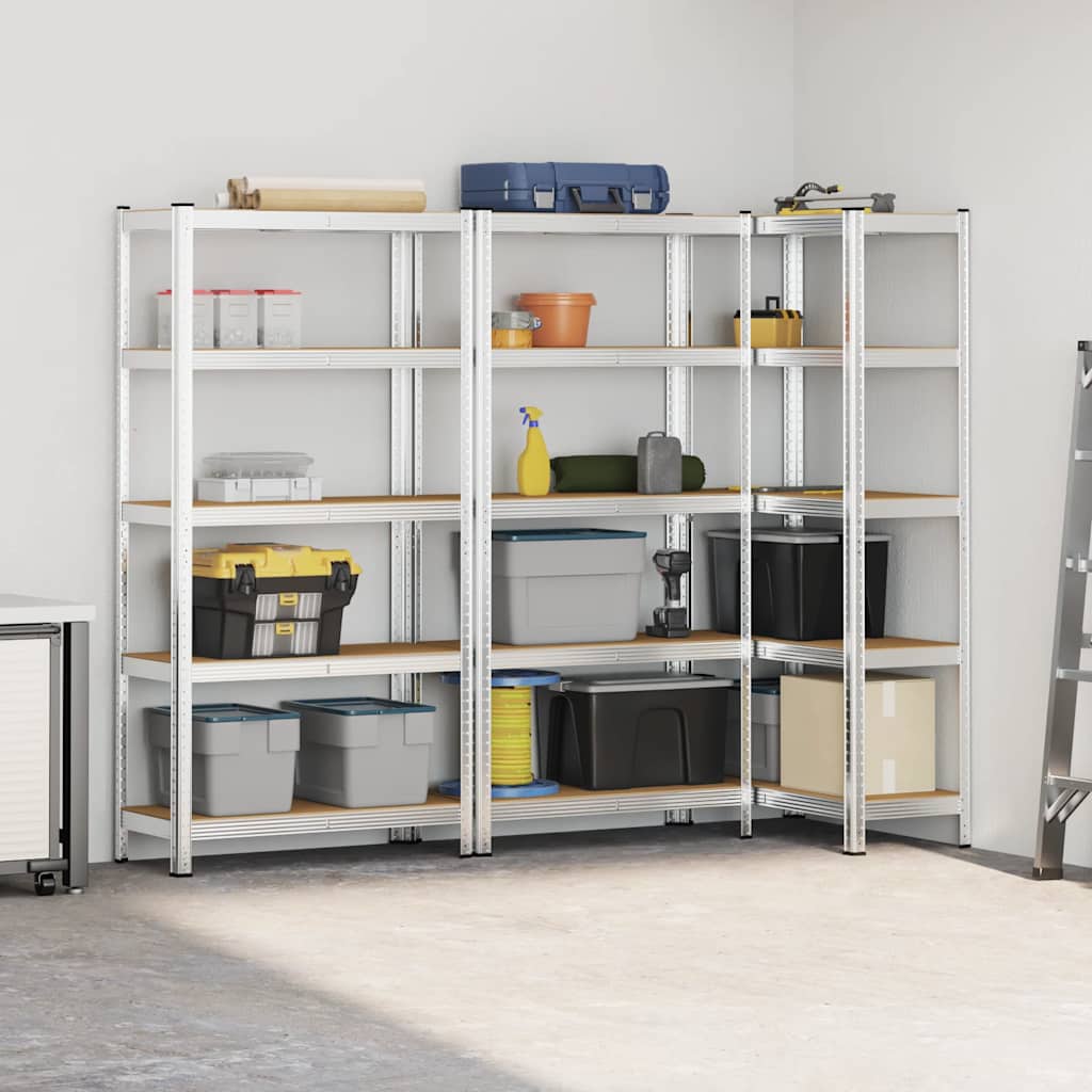 vidaXL Étagères de rangement à 5 niveaux 3 pcs acier bois d'ingénierie