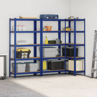 vidaXL Étagères de rangement à 5 niveaux 3 pcs Bleu