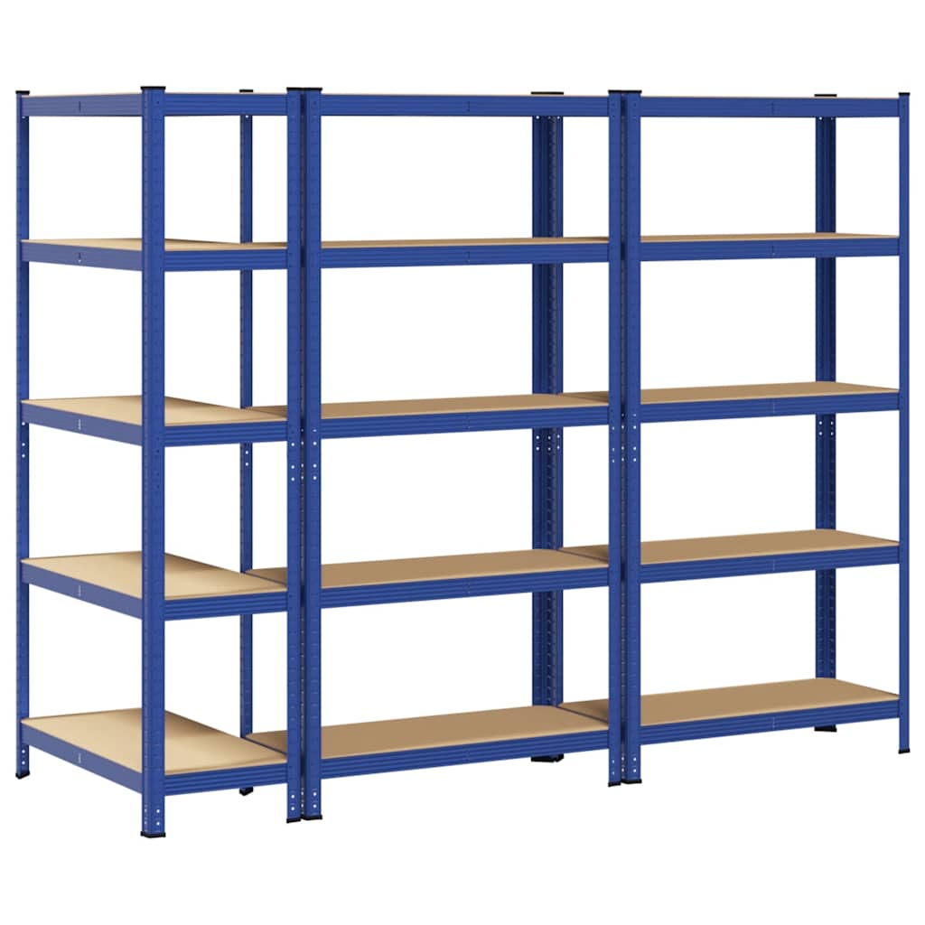 vidaXL Étagères de rangement à 5 niveaux 3 pcs Bleu