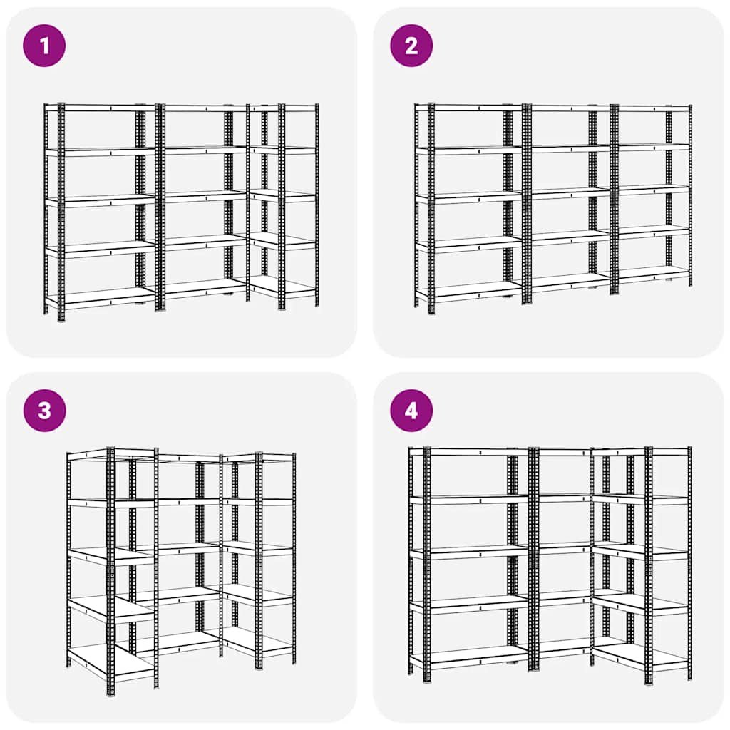 vidaXL Étagères de rangement à 5 niveaux 3 pcs Bleu