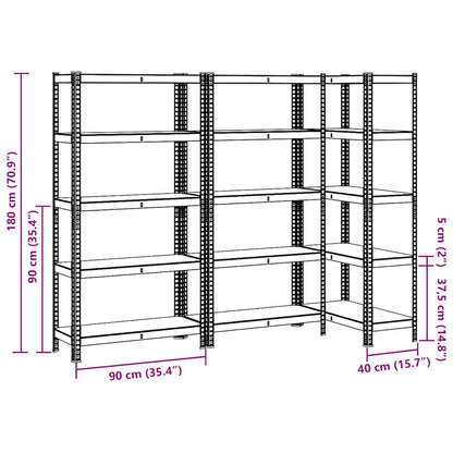 vidaXL Étagères de rangement à 5 niveaux 3 pcs Bleu