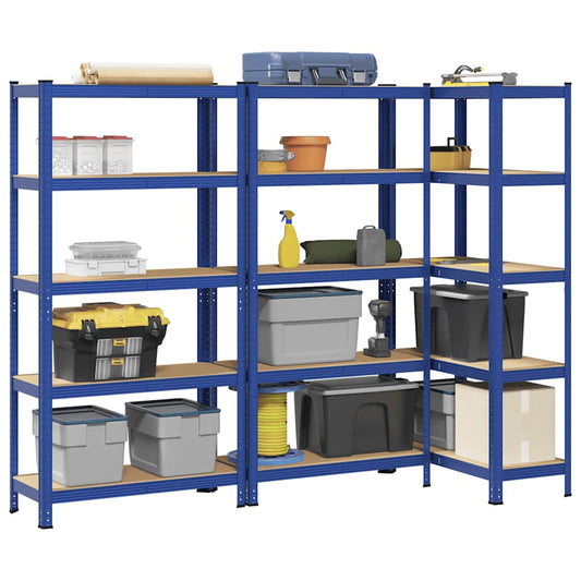 vidaXL Étagères de rangement à 5 niveaux 3 pcs Bleu