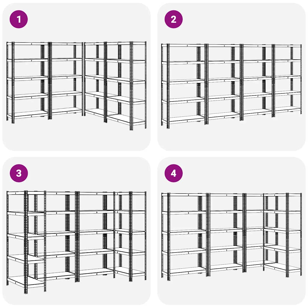 vidaXL Étagères de rangement à 5 niveaux 4 pcs bleu