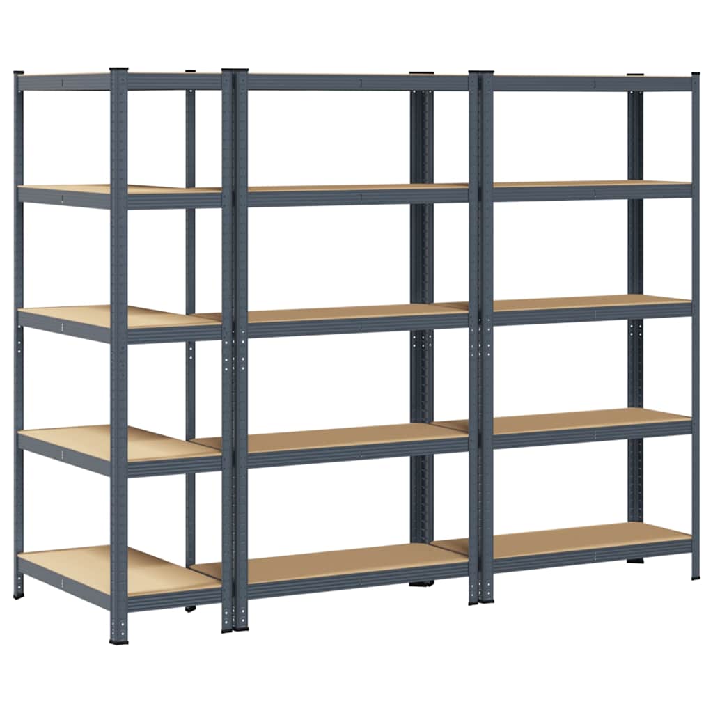 vidaXL Étagères de rangement 5 niveaux 3 pcs acier bois d'ingénierie