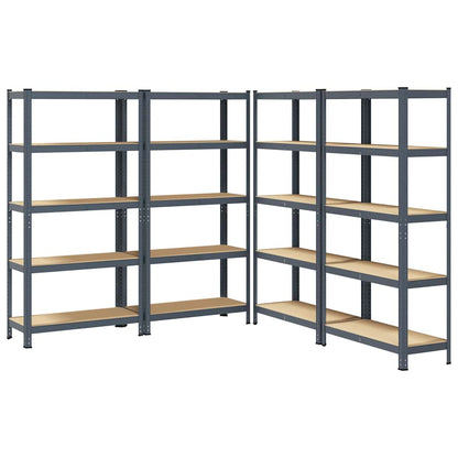 vidaXL Étagères de rangement 5 niveaux 4 pcs anthracite acier et bois