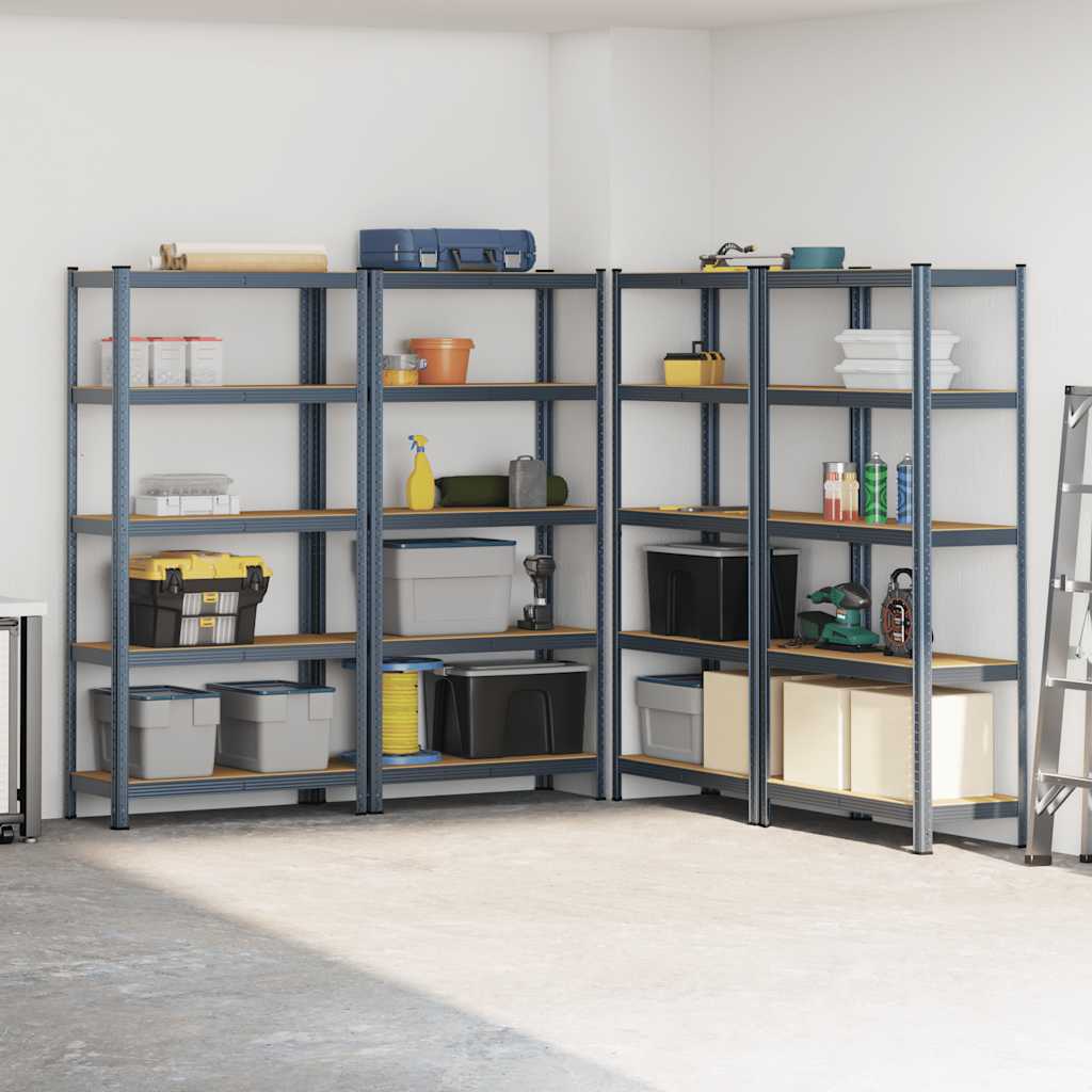 vidaXL Étagères de rangement 5 niveaux 4 pcs anthracite acier et bois