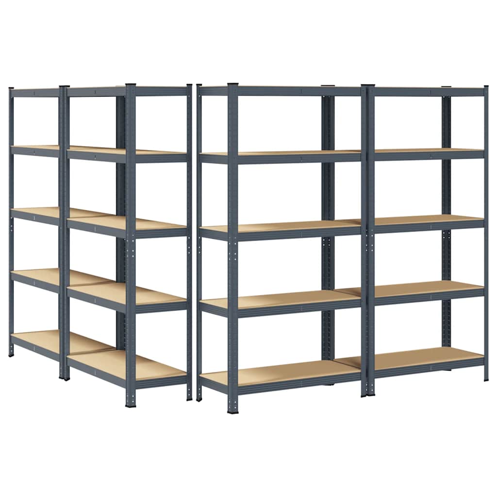 vidaXL Étagères de rangement 5 niveaux 4 pcs anthracite acier et bois