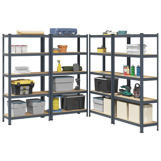 vidaXL Étagères de rangement 5 niveaux 4 pcs anthracite acier et bois