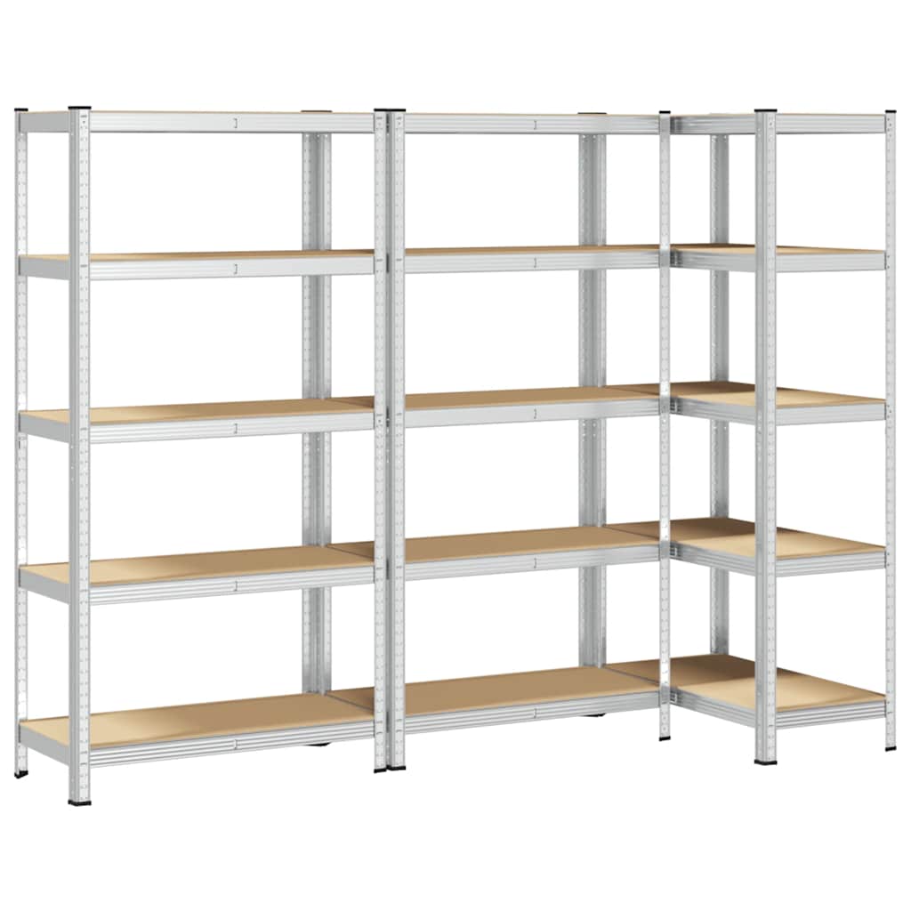vidaXL Étagère à 5 niveaux 3 pcs Argenté Acier et bois ingénierie
