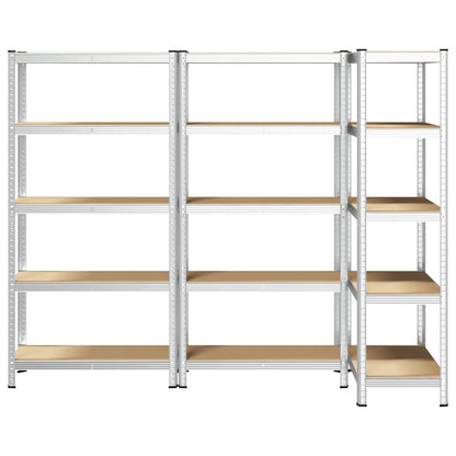 vidaXL Étagère à 5 niveaux 3 pcs Argenté Acier et bois ingénierie