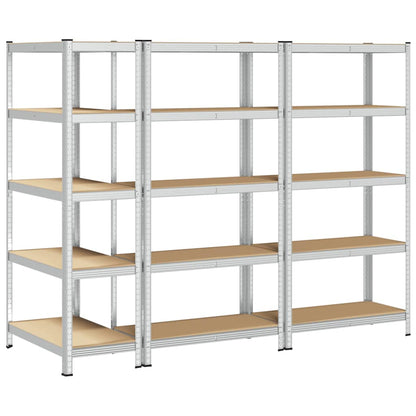 vidaXL Étagère à 5 niveaux 3 pcs Argenté Acier et bois ingénierie