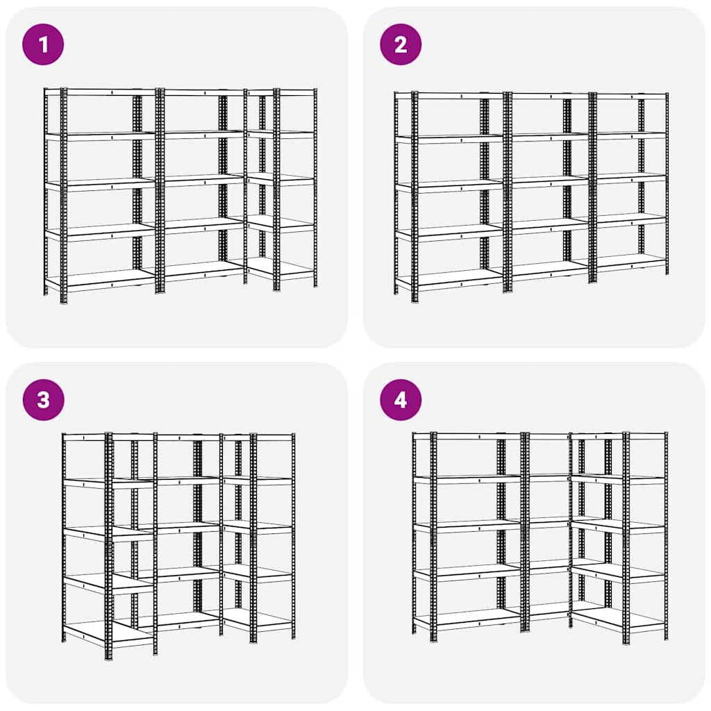 vidaXL Étagère à 5 niveaux 3 pcs Argenté Acier et bois ingénierie