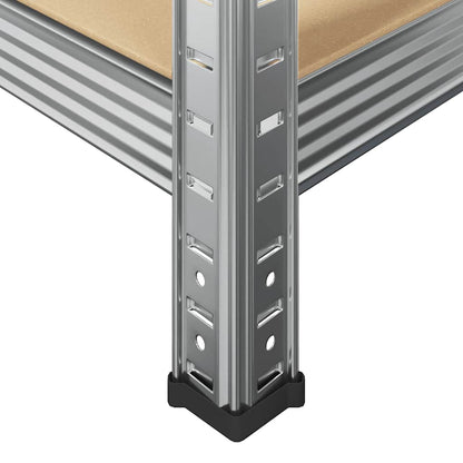 vidaXL Étagère à 5 niveaux 3 pcs Argenté Acier et bois ingénierie