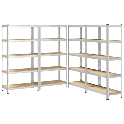 vidaXL Étagère à 5 niveaux 4 pcs argenté acier et bois ingénierie