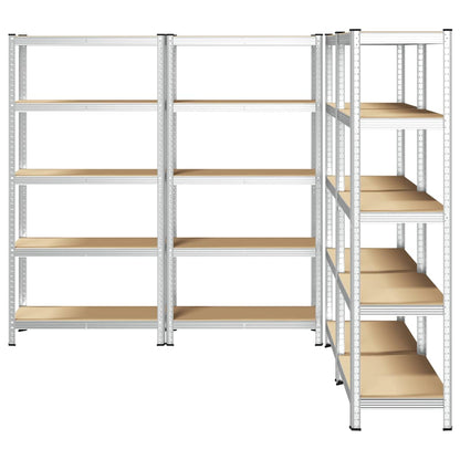 vidaXL Étagère à 5 niveaux 4 pcs argenté acier et bois ingénierie