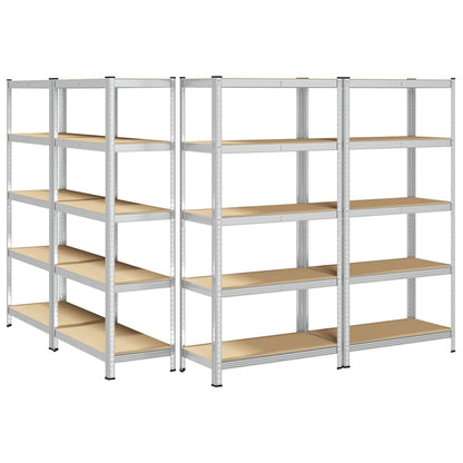 vidaXL Étagère à 5 niveaux 4 pcs argenté acier et bois ingénierie