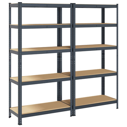 vidaXL Étagère à 5 niveaux 2 pcs anthracite acier et bois ingénierie
