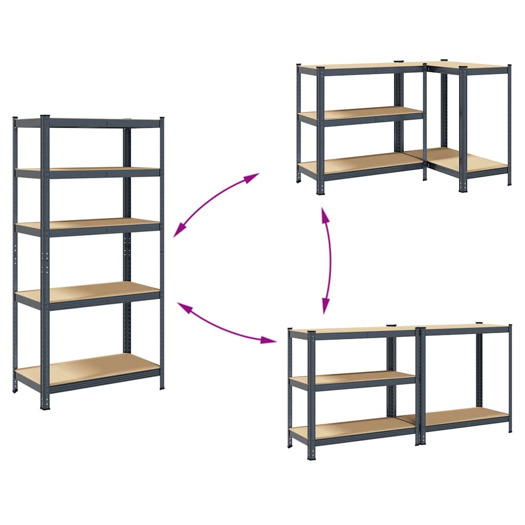 vidaXL Étagère à 5 niveaux 2 pcs anthracite acier et bois ingénierie