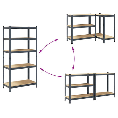vidaXL Étagère à 5 niveaux 2 pcs anthracite acier et bois ingénierie