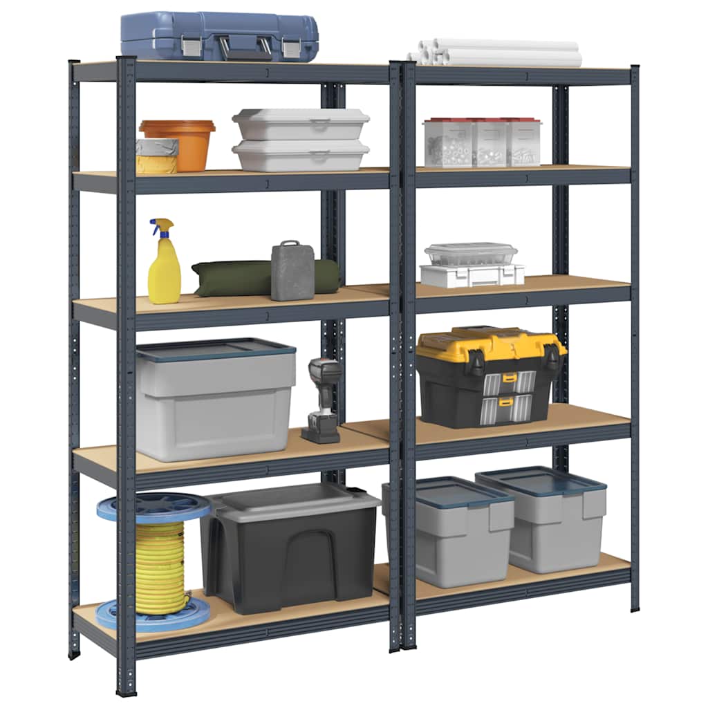 vidaXL Étagère à 5 niveaux 2 pcs anthracite acier et bois ingénierie
