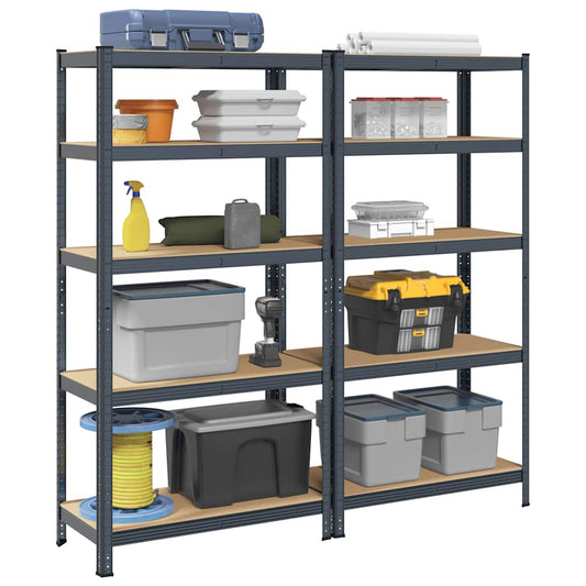 vidaXL Étagère à 5 niveaux 2 pcs anthracite acier et bois ingénierie