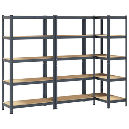 vidaXL Étagère à 5 niveaux 3 pcs anthracite acier et bois ingénierie