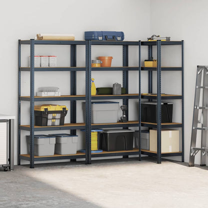vidaXL Étagère à 5 niveaux 3 pcs anthracite acier et bois ingénierie