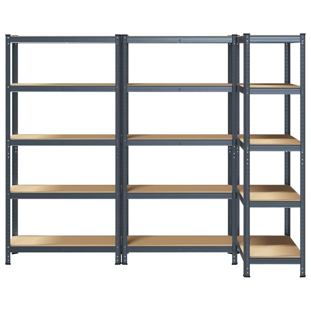 vidaXL Étagère à 5 niveaux 3 pcs anthracite acier et bois ingénierie