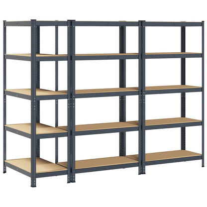 vidaXL Étagère à 5 niveaux 3 pcs anthracite acier et bois ingénierie