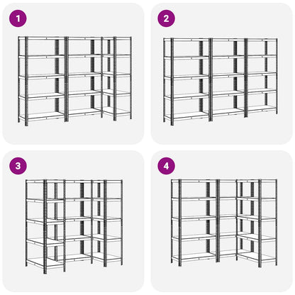 vidaXL Étagère à 5 niveaux 3 pcs anthracite acier et bois ingénierie