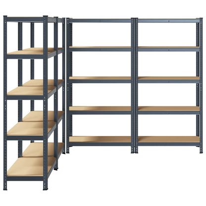 vidaXL Étagères à 5 niveaux 4pcs anthracite acier et bois d'ingénierie