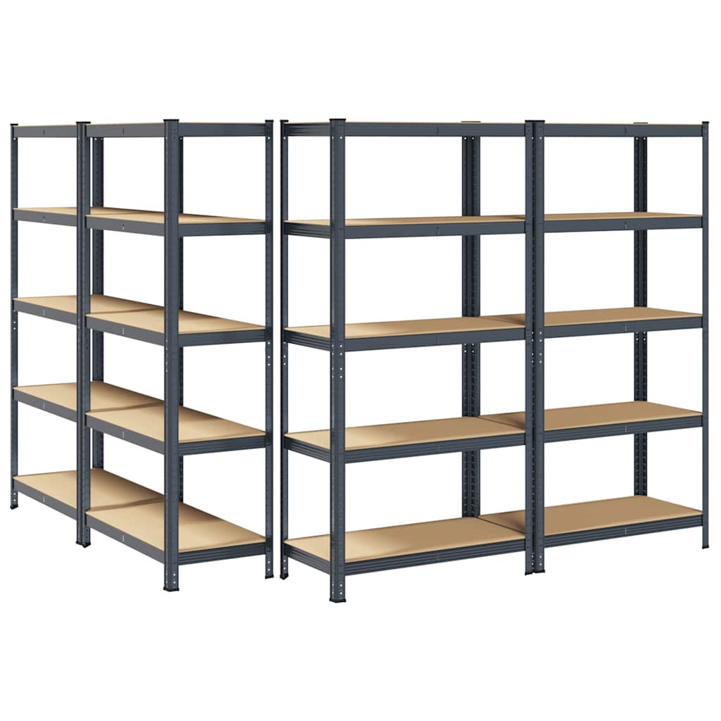 vidaXL Étagères à 5 niveaux 4pcs anthracite acier et bois d'ingénierie