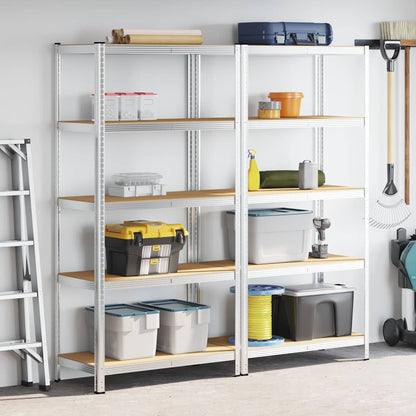 vidaXL Étagères de rangement à 5 niveaux 2 pcs acier bois d'ingénierie