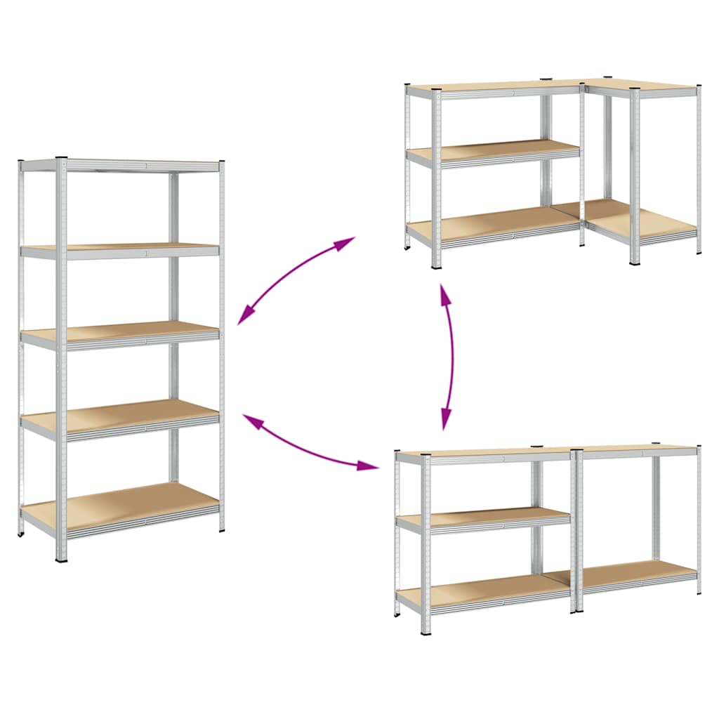 vidaXL Étagères de rangement à 5 niveaux 2 pcs acier bois d'ingénierie