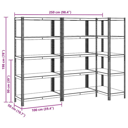 vidaXL Étagères de rangement à 5 niveaux 3 pcs acier bois d'ingénierie