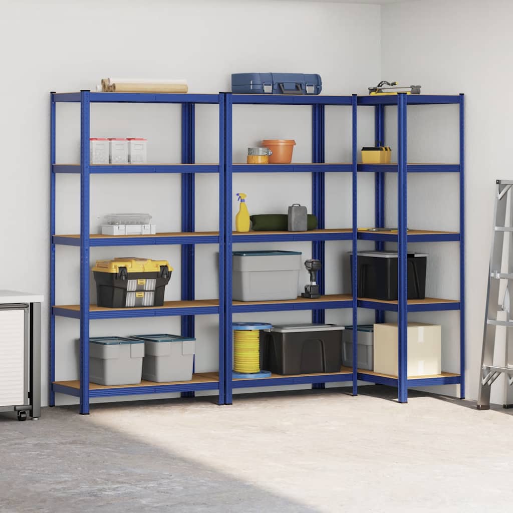 vidaXL Étagères de rangement à 5 niveaux 3 pcs Bleu