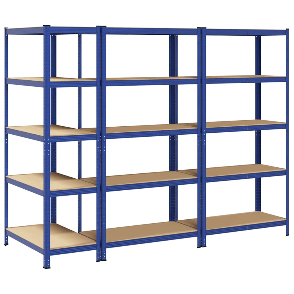 vidaXL Étagères de rangement à 5 niveaux 3 pcs Bleu