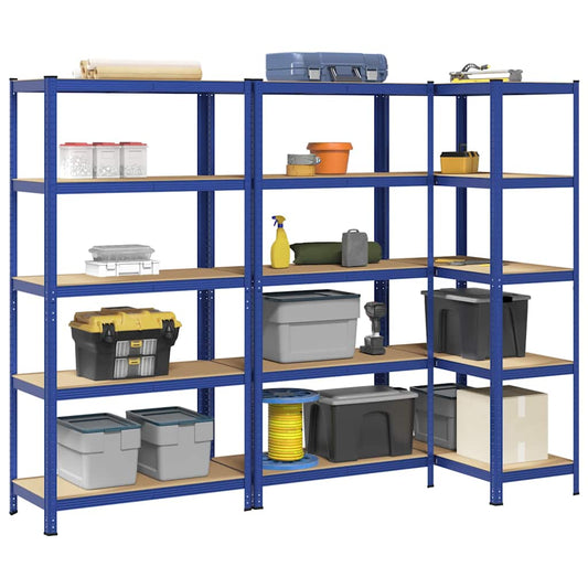vidaXL Étagères de rangement à 5 niveaux 3 pcs Bleu
