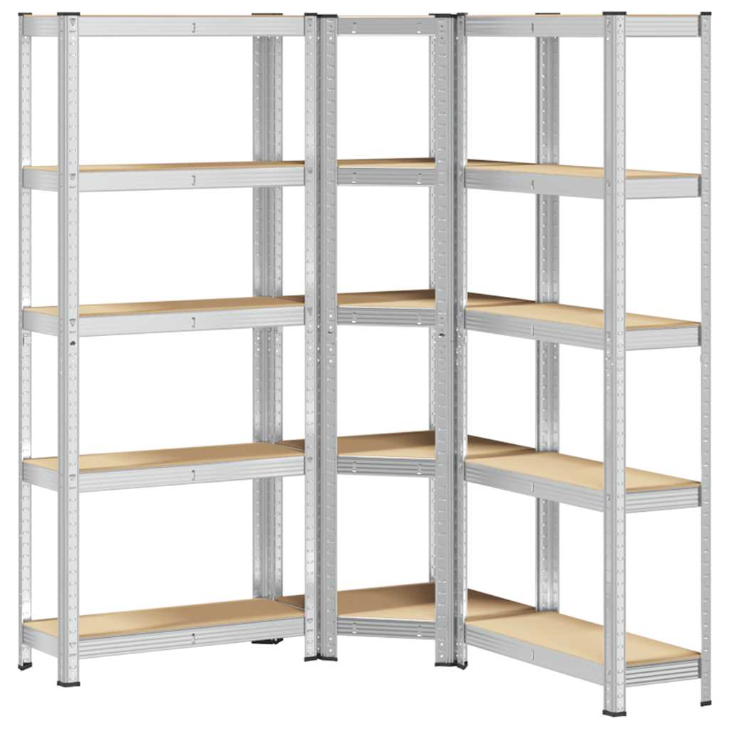 vidaXL Ensemble d'étagères à 5 niveaux 3 pcs acier bois d'ingénierie