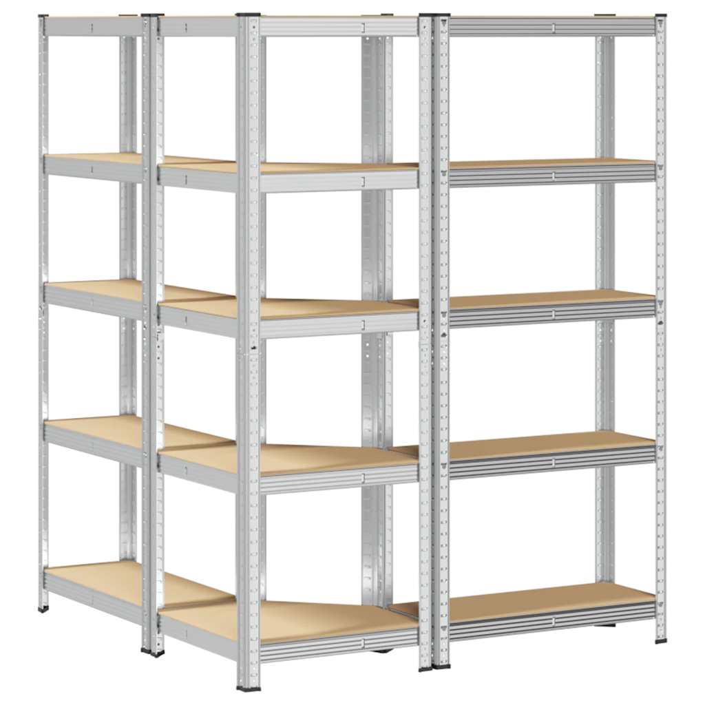 vidaXL Ensemble d'étagères à 5 niveaux 3 pcs acier bois d'ingénierie